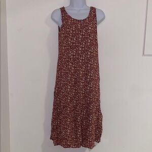 Vintage Red Floral Sleeveless Dress